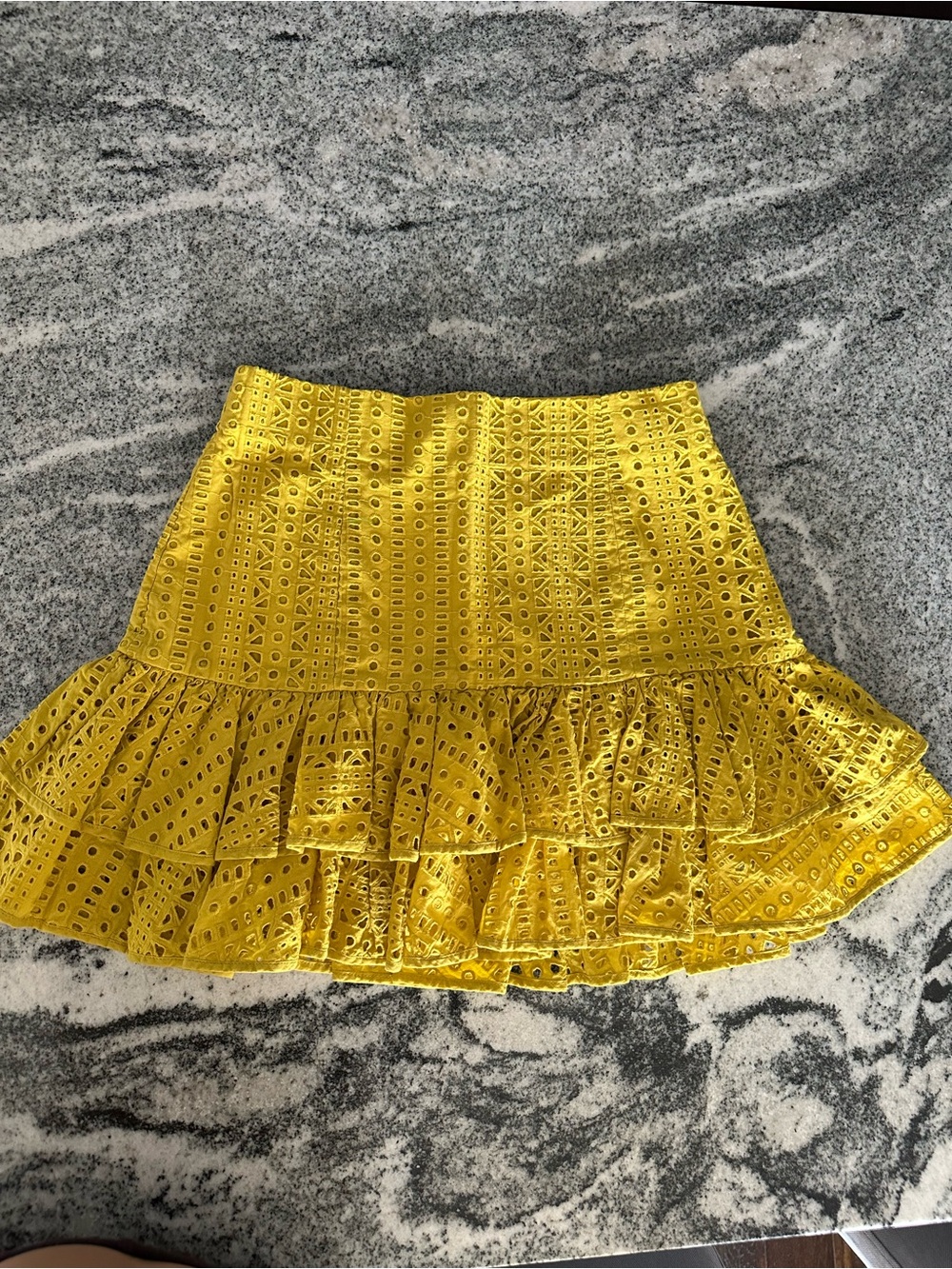 Zara Yellow Eyelet Ruffle Mini Skirt